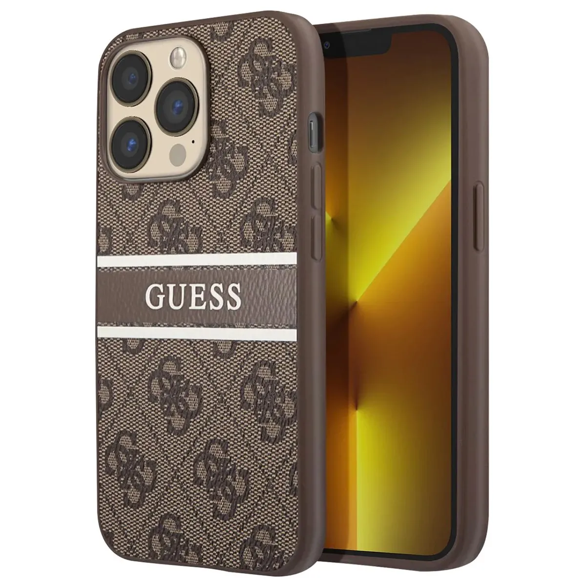 Guess Marron Coque Pu 4G Stripe Pour Iphone 13 Pro - Image 3