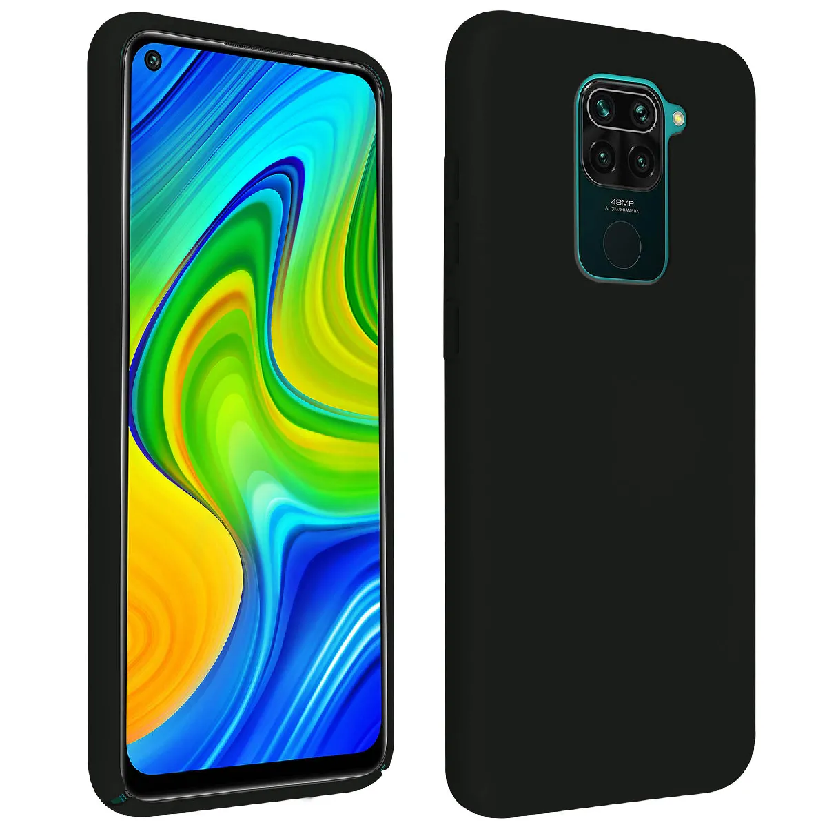 Avizar Noir Coque Pour Xiaomi Redmi Note 9 Silicone Semi-Rigide Finition Soft Touch