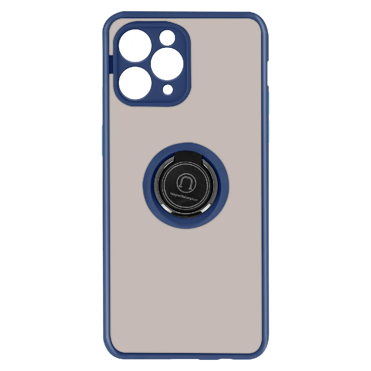 Avizar Bleu Coque Pour Iphone 11 Pro Bi-Matière Bague Métallique Support Nuit