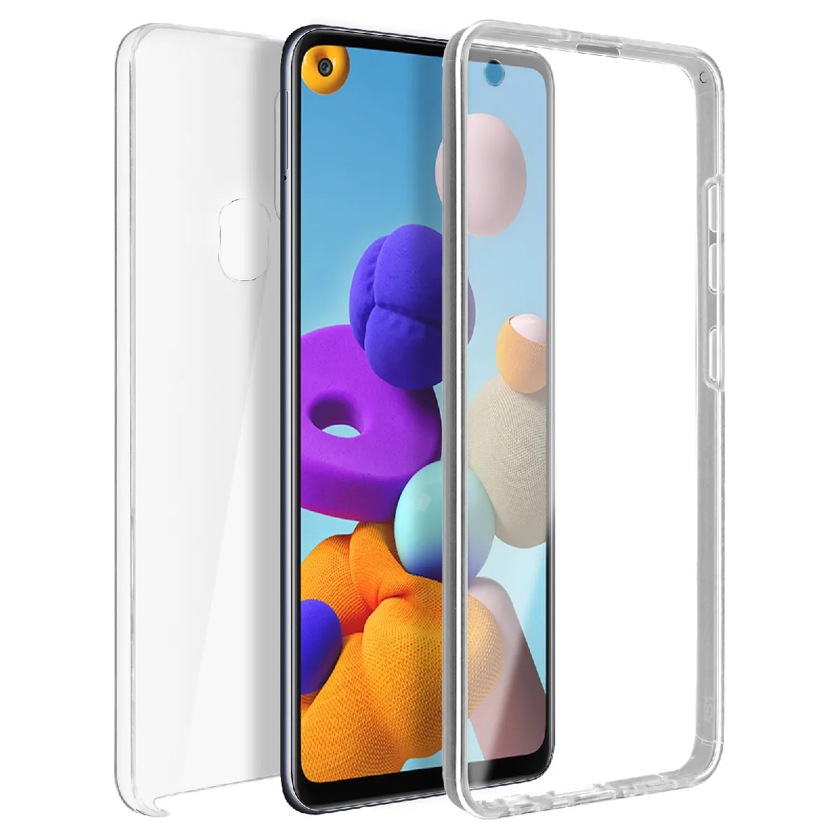 Avizar Coque Samsung Galaxy A21s Protection Arrière Rigide + Avant Souple Transparent