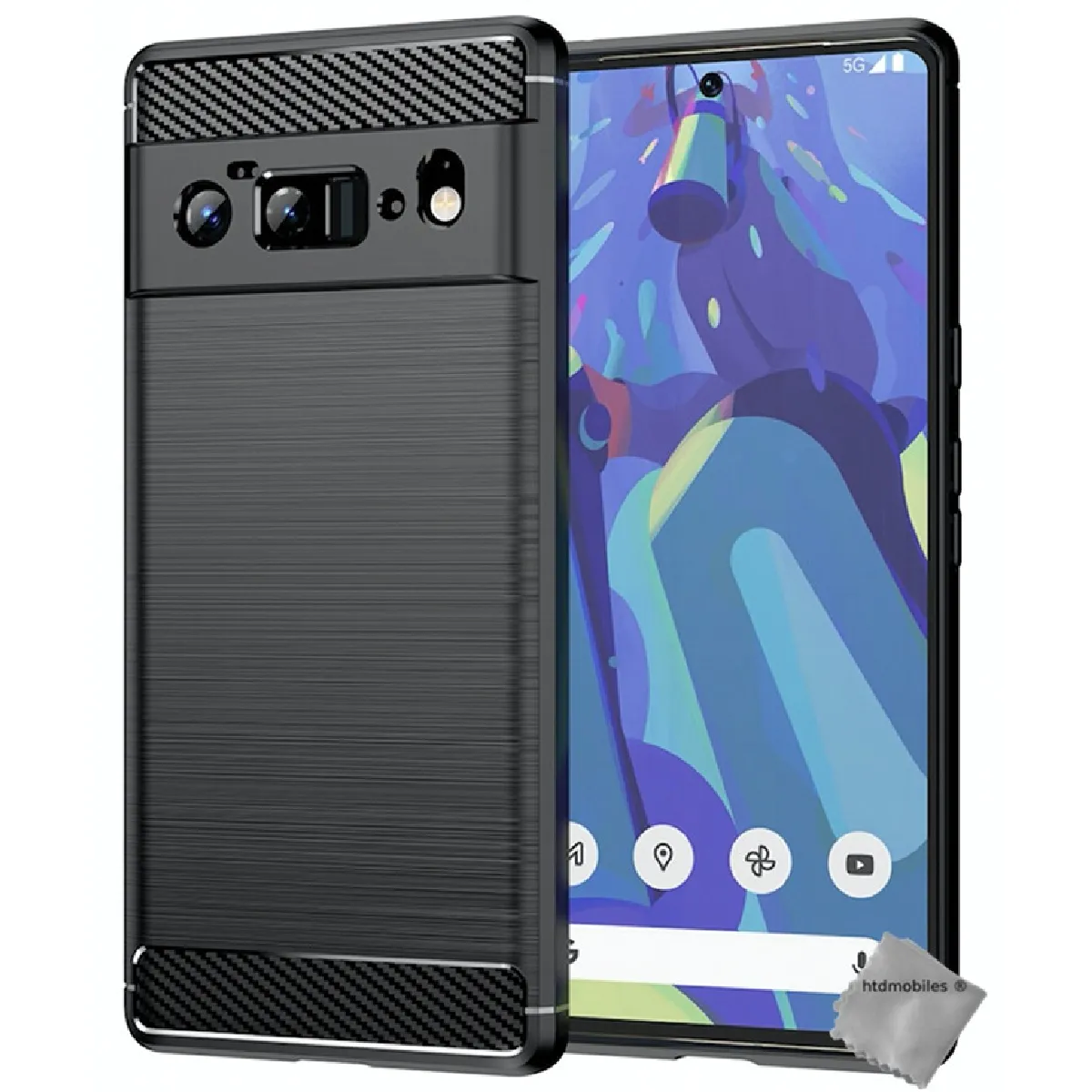 Htdmobiles Noir Coque En Silicone Google Pixel 6 Pro - Carbone