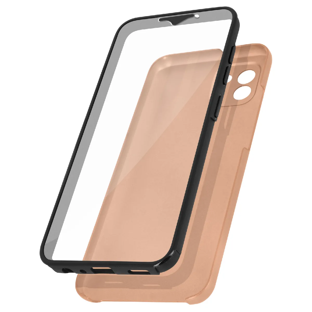 Avizar Rose Coque Intégrale Pour Samsung Galaxy A03 Arrière Rigide Et Avant Souple Champagne