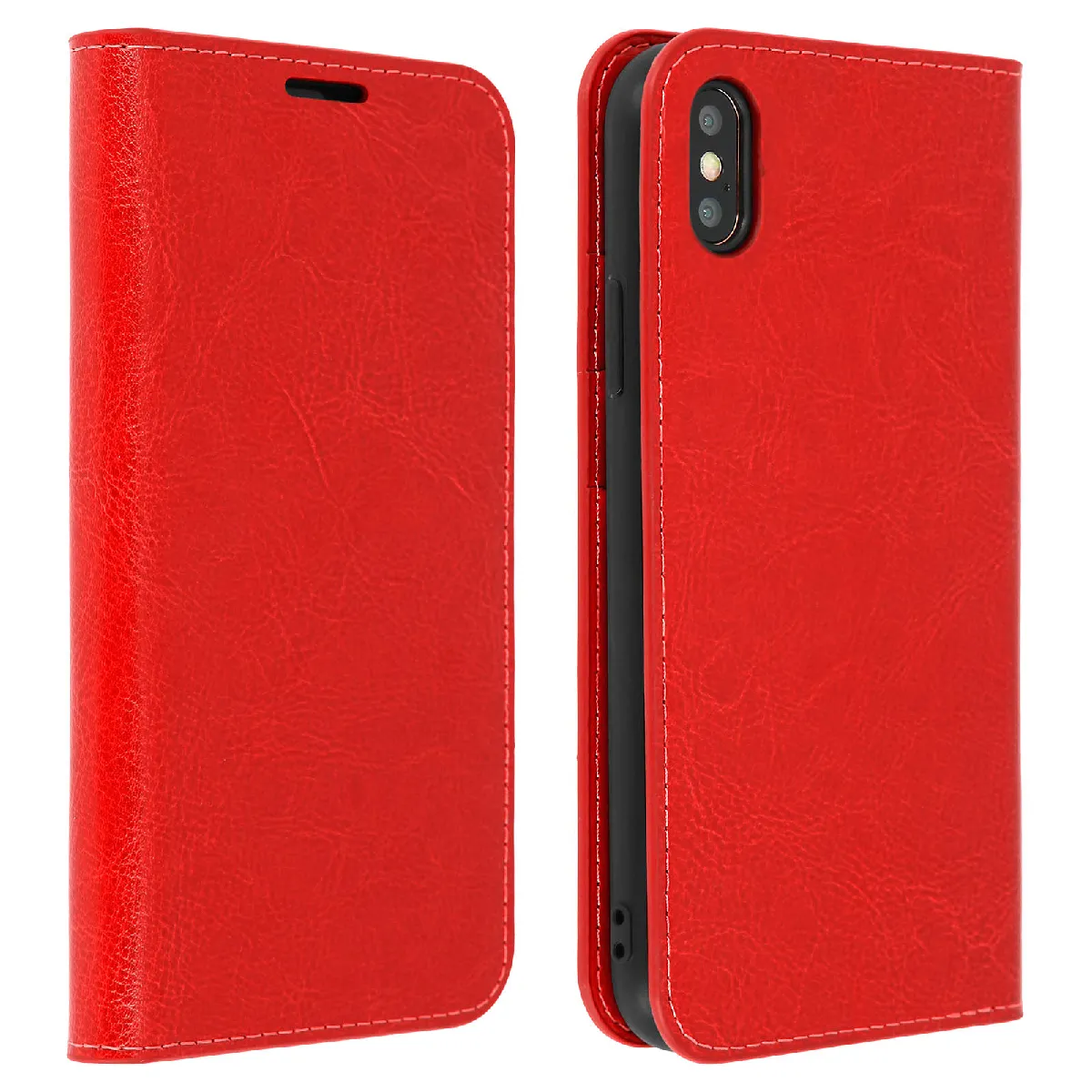 Avizar Rouge Étui Iphone Xs Max Portefeuille Cuir