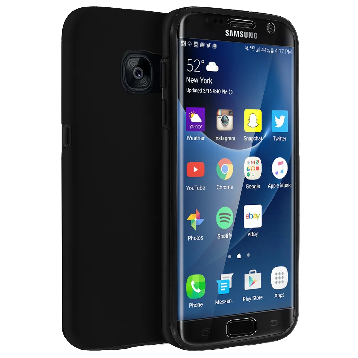 Avizar Noir Coque Pour Samsung Galaxy S7 Edge Protection Avant Silicone + Arrière Polycarbonate
