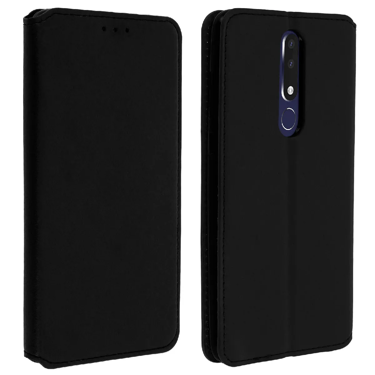 Avizar Noir Housse Pour Nokia 3.1 Plus Étui Folio Porte-Cartes Fonction Support