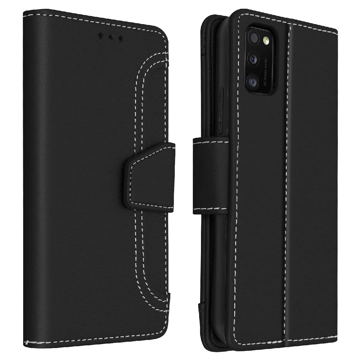 Avizar Noir Housse Pour Samsung Galaxy A41 Étui Folio Portefeuille Fonction Support