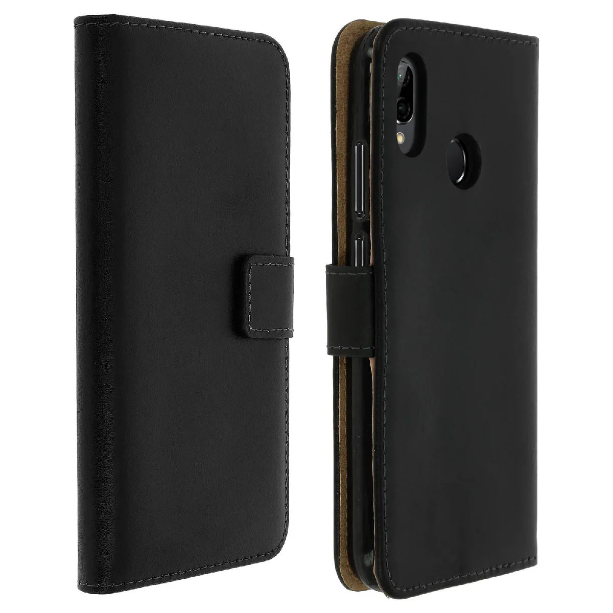 Avizar Noir Étui Pour Huawei P20 Lite Housse Cuir Portefeuille Clapet Coque Silicone
