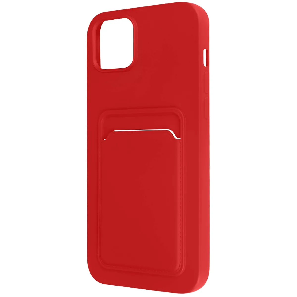 Avizar Rouge Coque Iphone 14 Plus Silicone Souple Porte-Carte