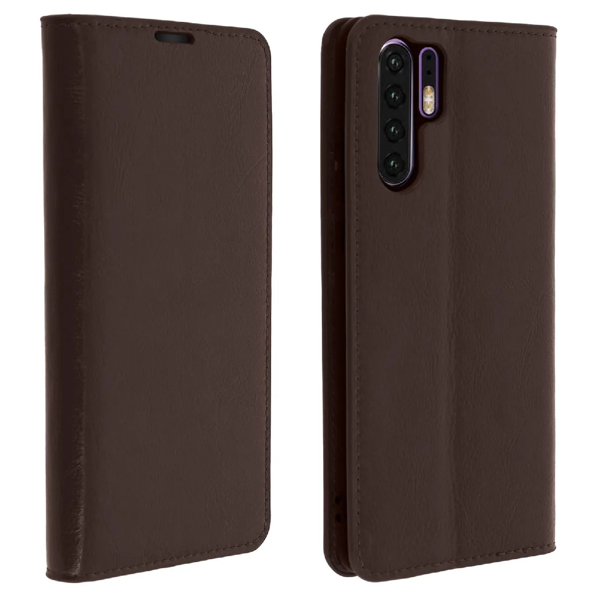 Avizar Marron Étui Pour Huawei P30 Pro Housse Cuir Portefeuille Support Vidéo