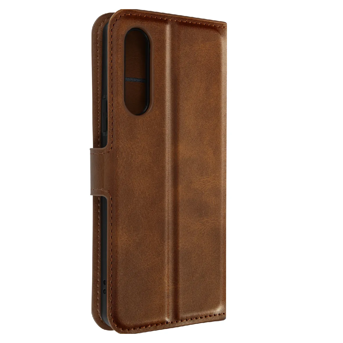 Avizar Marron Étui Pour Sony Xperia 10 V Et 10 Vi Portefeuille Fonction Support Foncé