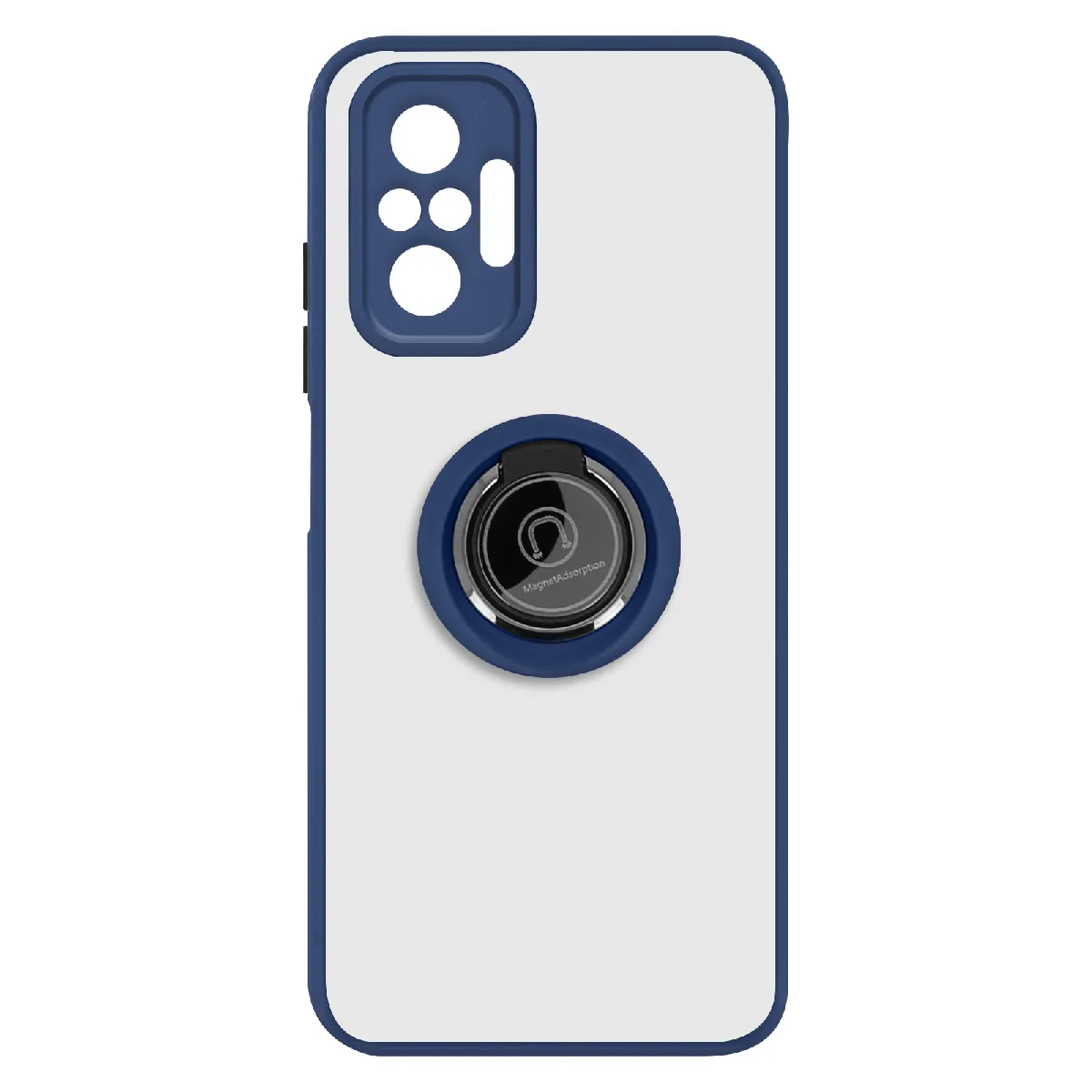 Avizar Bleu Coque Pour Xiaomi Redmi Note 10 Pro Bi-Matière Bague Métallique Support