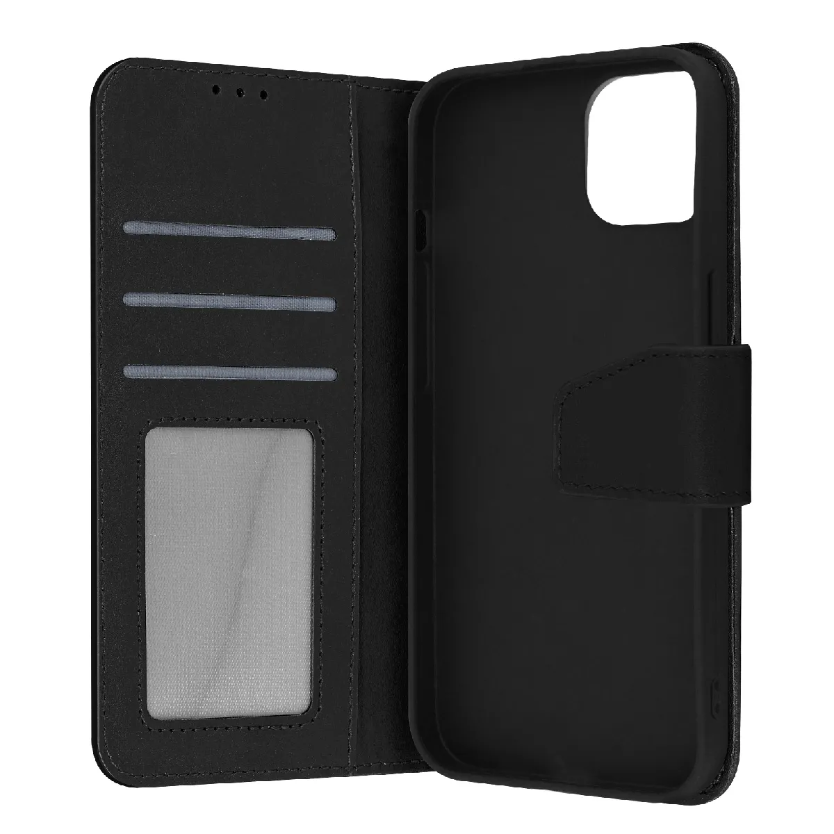 Avizar Noir Housse Pour Iphone 13 Cuir Premium Porte-Carte Fonction Support Vidéo