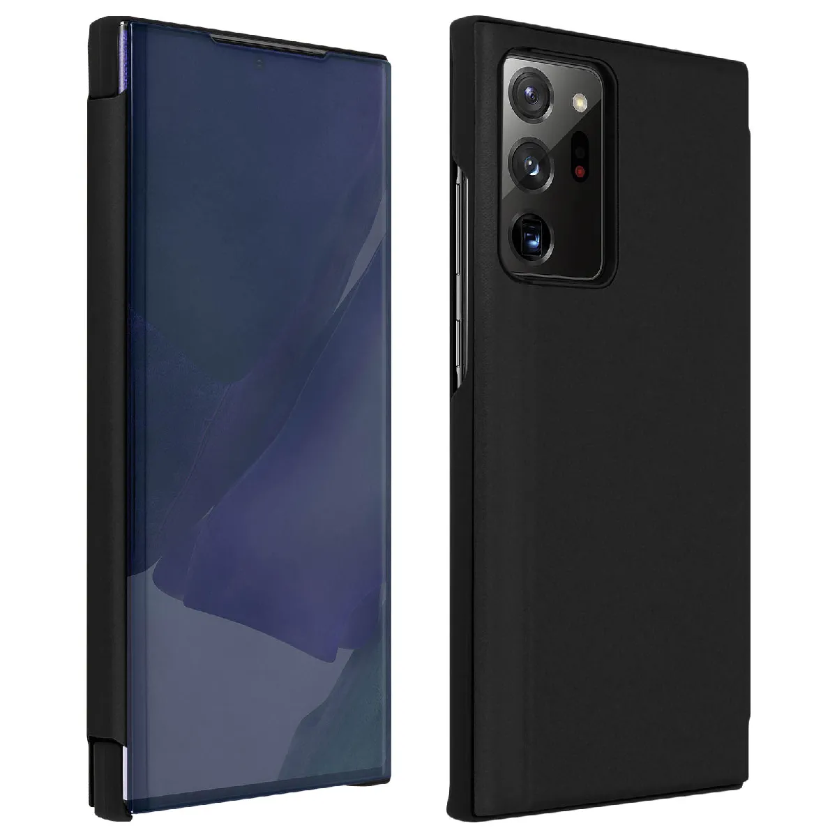 Avizar Noir Housse Pour Samsung Galaxy Note 20 Ultra Clapet Translucide Miroir Support Vidéo