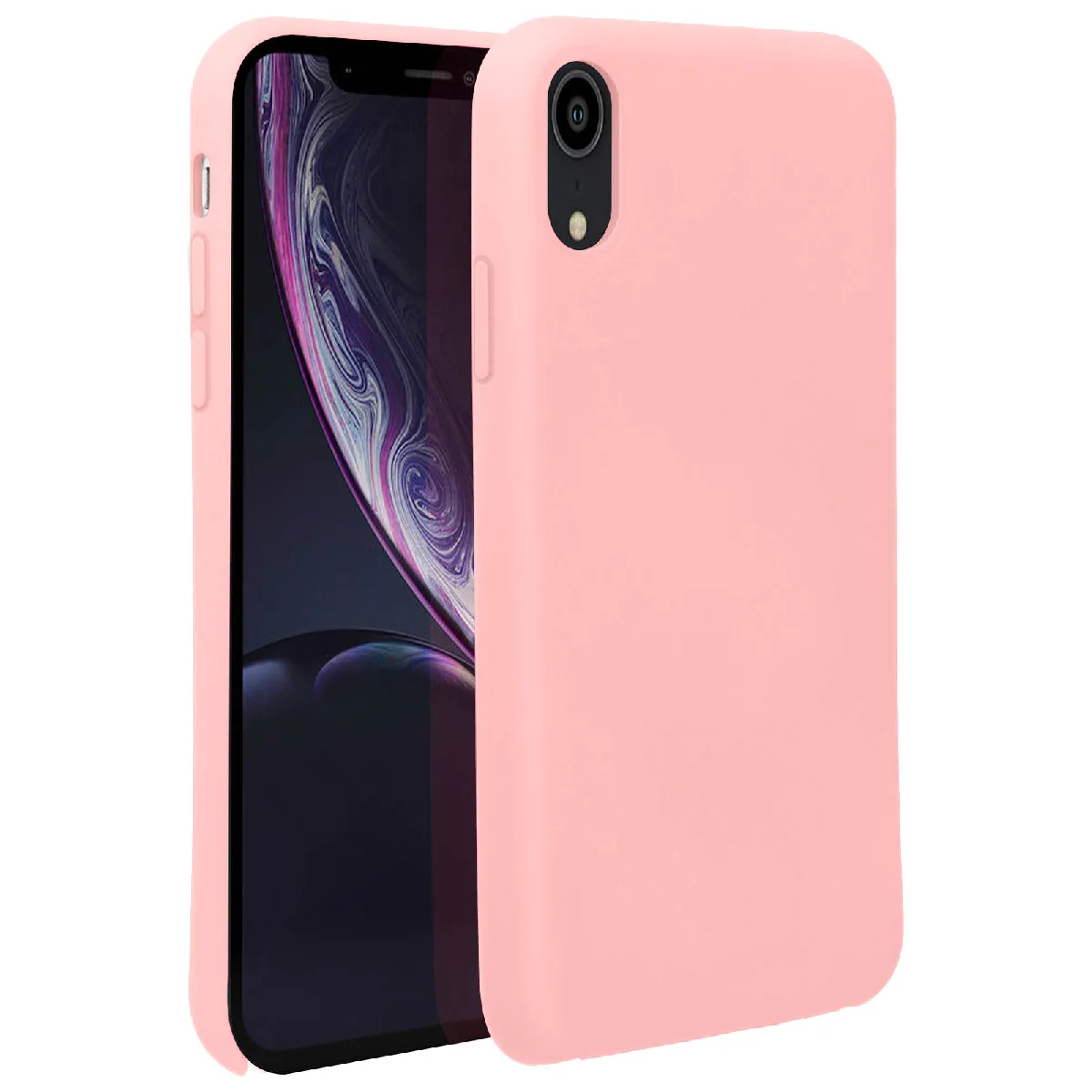 Avizar Rose Coque Pour Iphone Xr Silicone Semi-Rigide Mat Finition Soft Touch