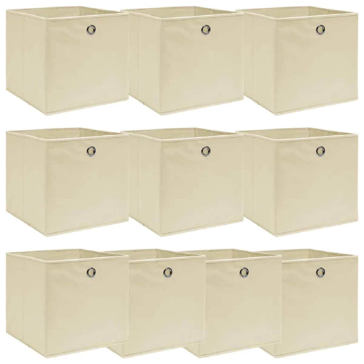 vidaXL Boîtes de rangement pliables Lot de 10 Crème - vue 2