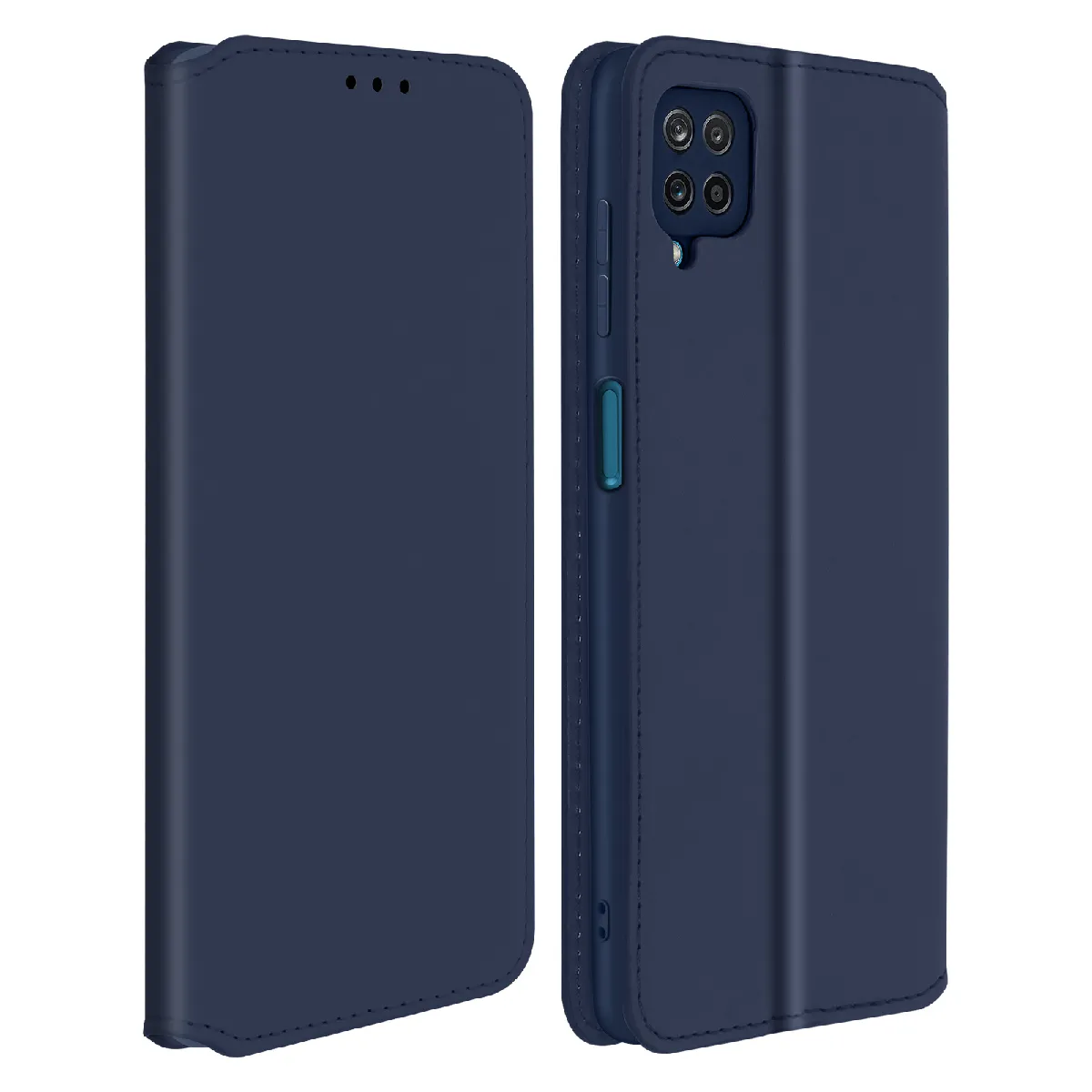 Avizar Bleu Housse Pour Samsung Galaxy A12 Étui Folio Portefeuille Fonction Support