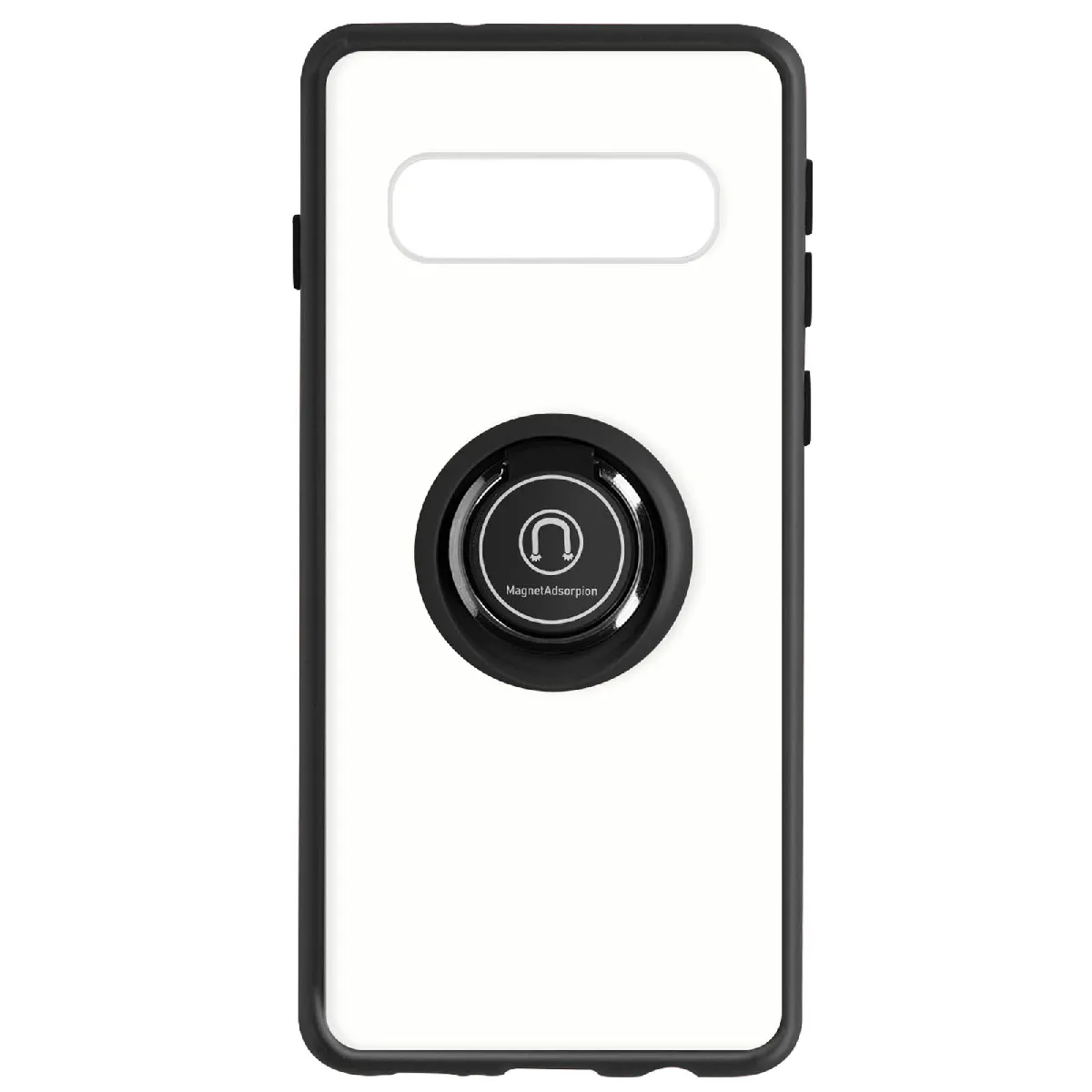 Avizar Noir Coque Pour Samsung Galaxy S10 Bi-Matière Bague Métallique Support Vidéo