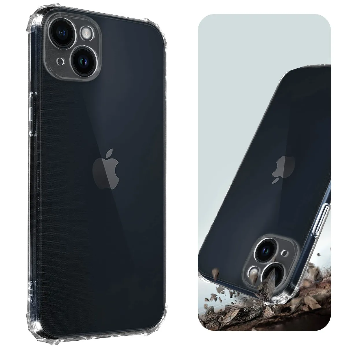 Avizar Coque Pour Iphone 14 Plus Silicone Gel Coins Renforcés Antichocs Transparent