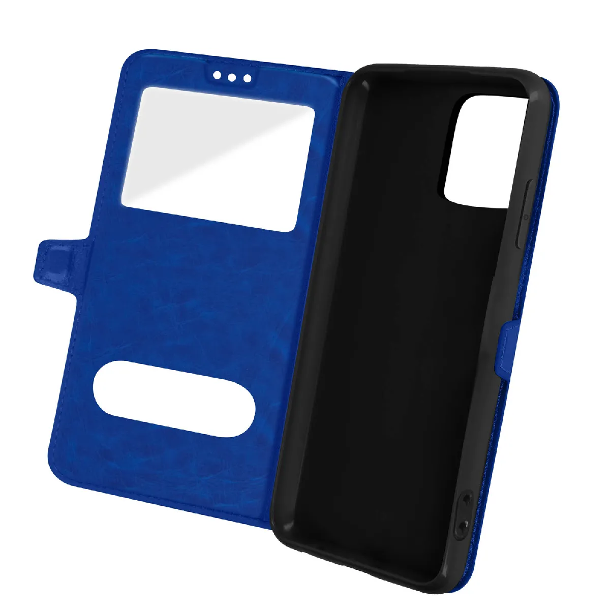 Avizar Bleu Housse Pour Iphone 13 Avec Double Fenêtre Support Vidéo