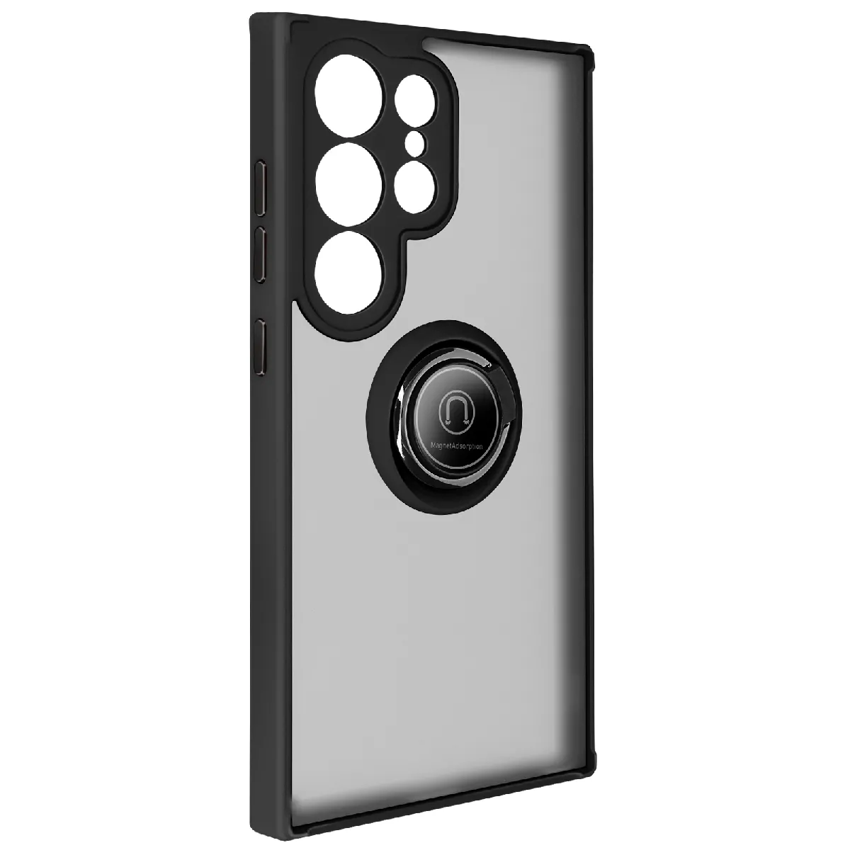 Avizar Noir Coque Pour Samsung Galaxy S24 Ultra Bague Métallique Fonction Support