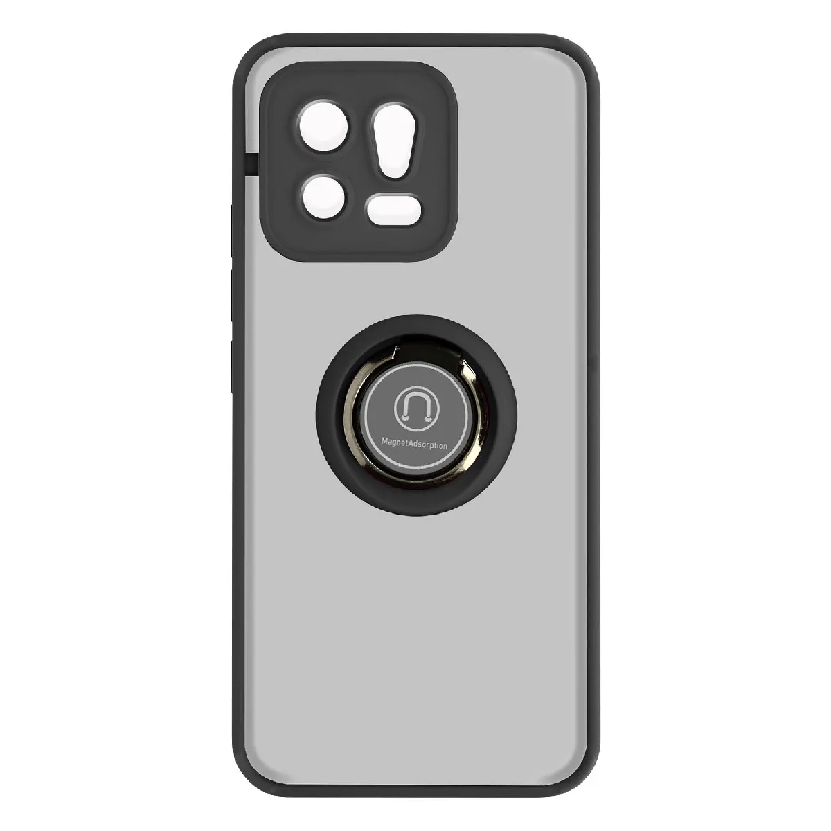 Avizar Noir Coque Pour Xiaomi 13 Bi-Matière Bague Métallique Support Vidéo Ringip