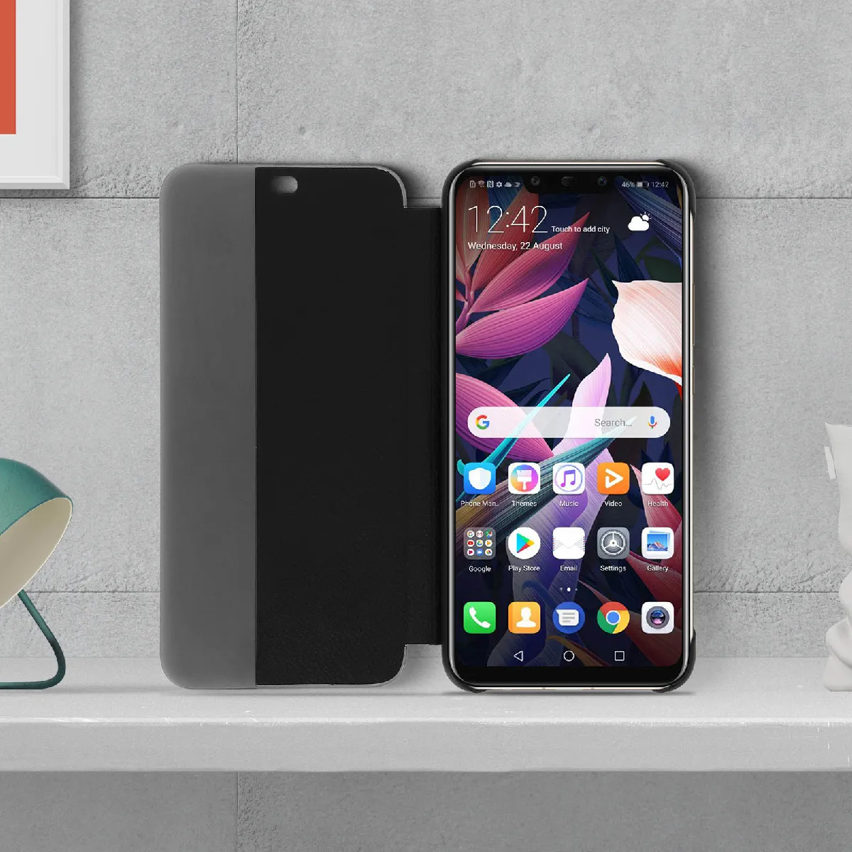 Ã‰tui FenÃªtre Tactile Huawei Mate 20 Lite - Noir Rigide - Neuf