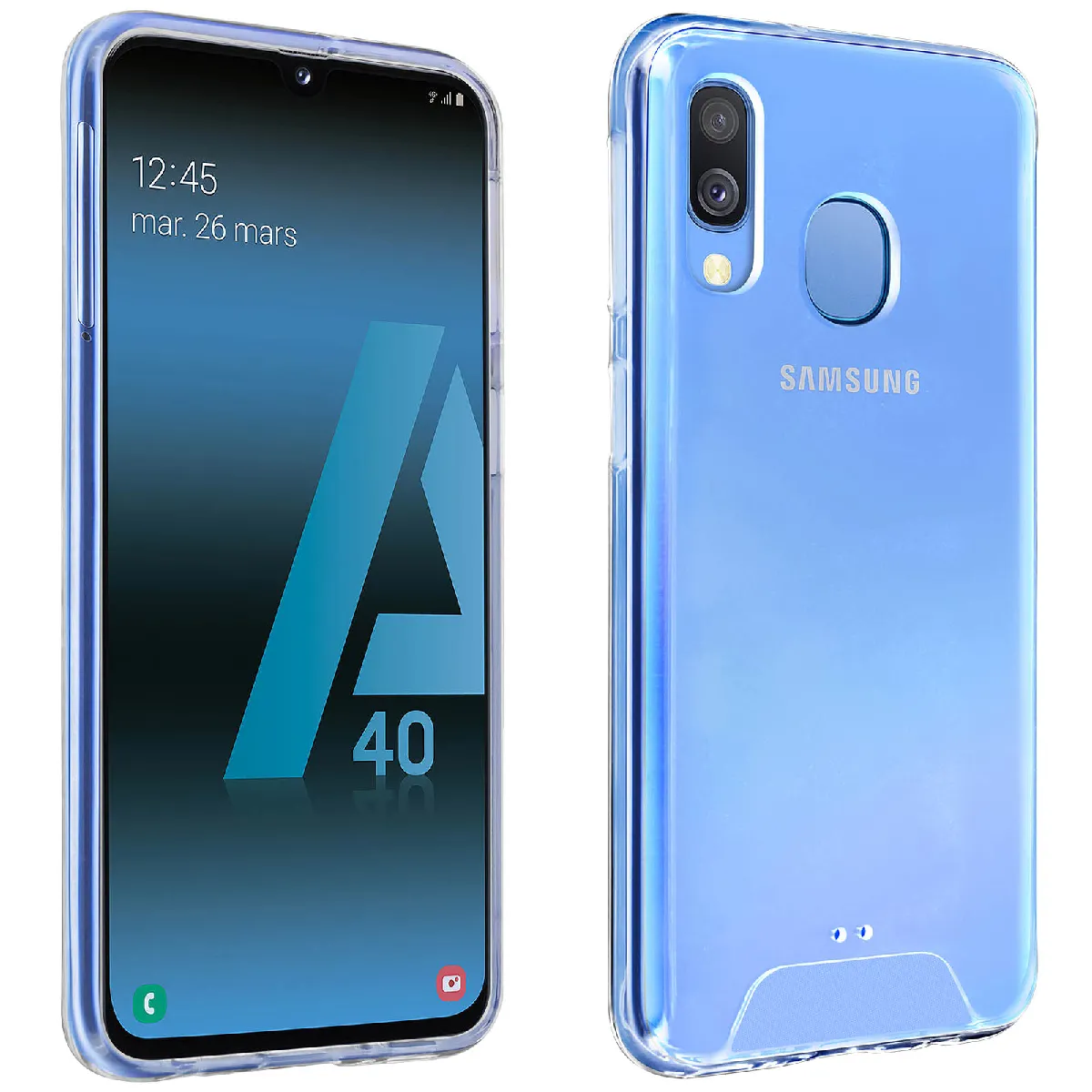 Avizar Coque Samsung Galaxy A40 Protection Cristal Bi-Matière Antichocs Transparent
