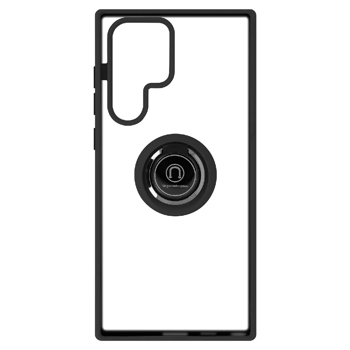 Avizar Noir Coque Pour Samsung Galaxy S22 Ultra Bi-Matière Bague Métallique Support Vidéo