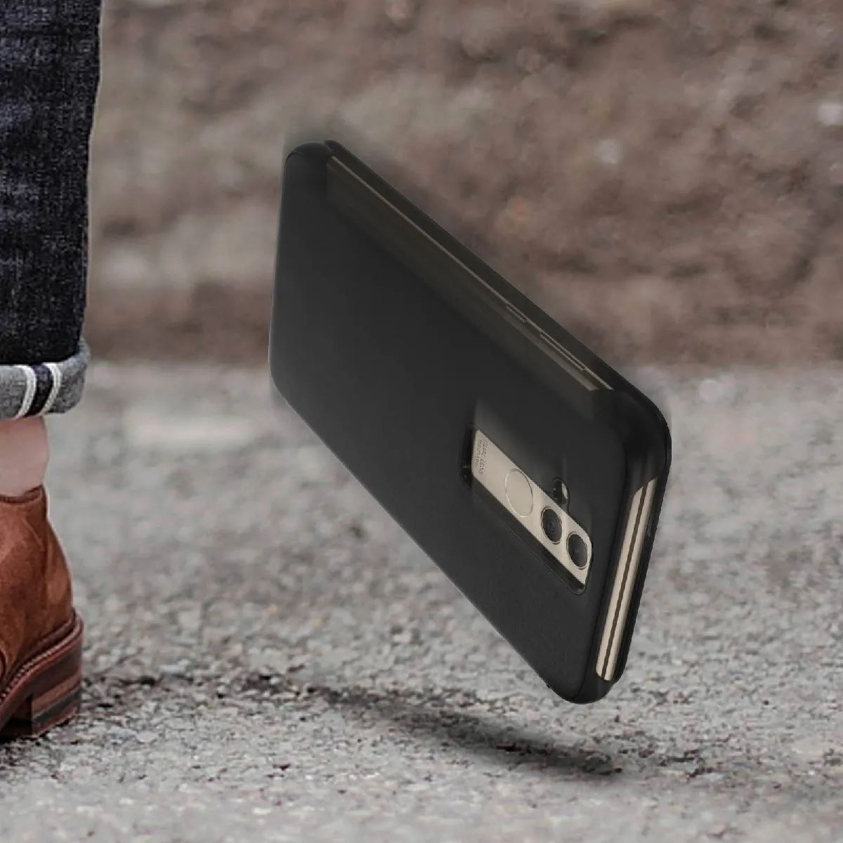 Étui Huawei Mate 20 Lite - Coque Fenêtre Tactile Translucide Rigide - Noir
