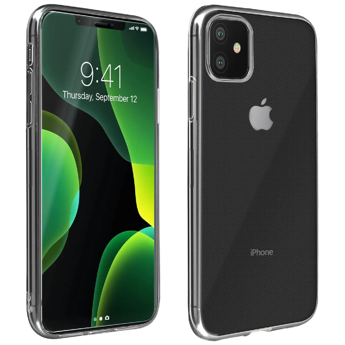 Avizar Coque Apple Iphone 11 Silicone Souple Et Film Verre Trempé 9H Transparent
