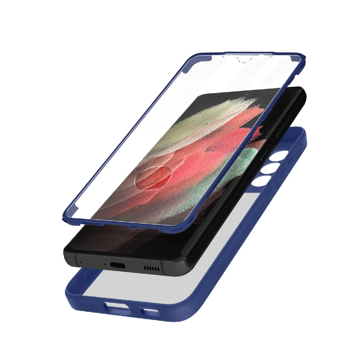 Avizar Bleu Coque Pour Samsung Galaxy S21 Ultra Dos Plexiglas Avant Polymère