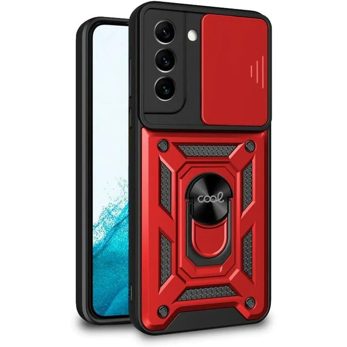 COOL  funda hard ring rojo para samsung galaxy s22 s901