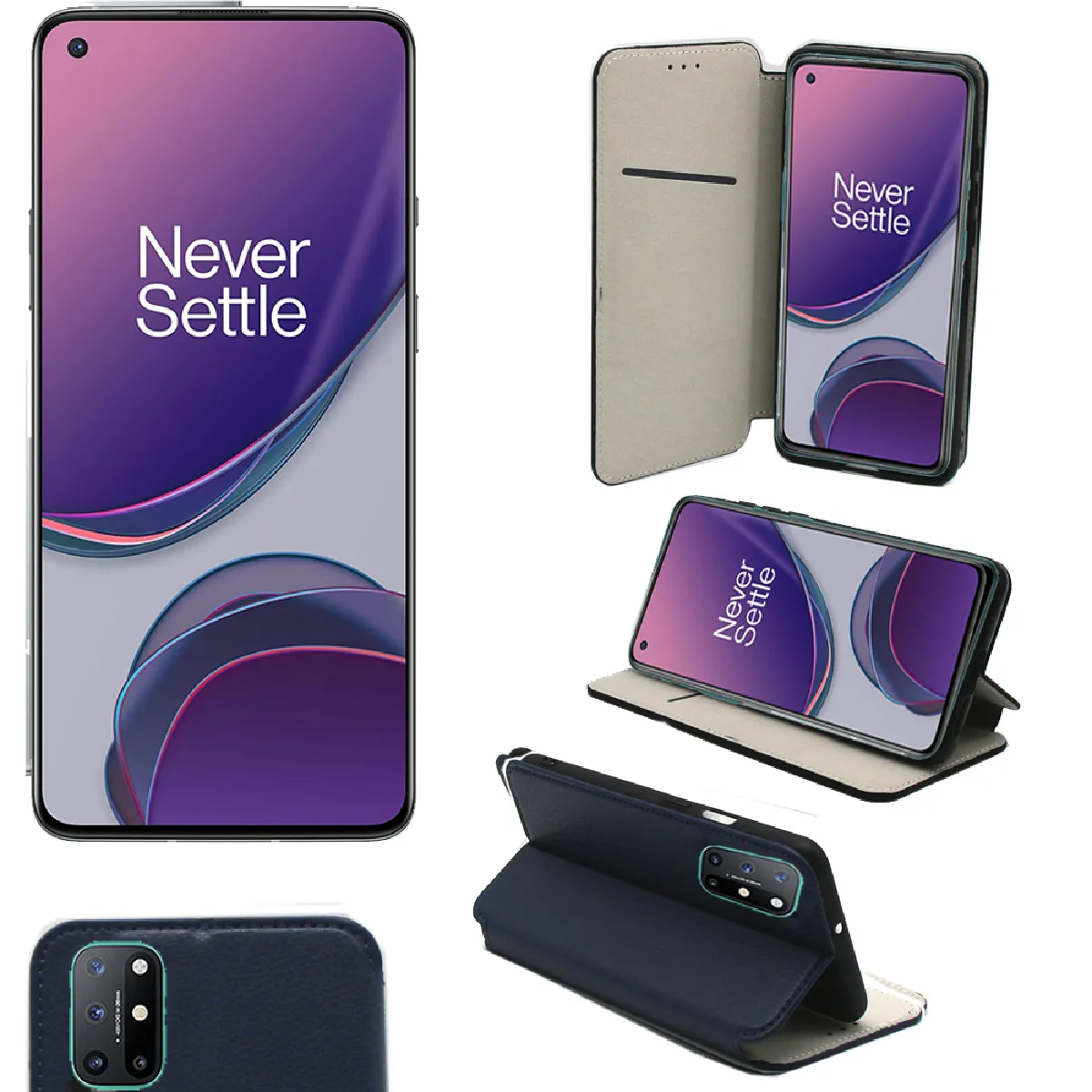 Xeptio Bleu Étui Portefeuille En Silicone Oneplus 8T 5G - Marine