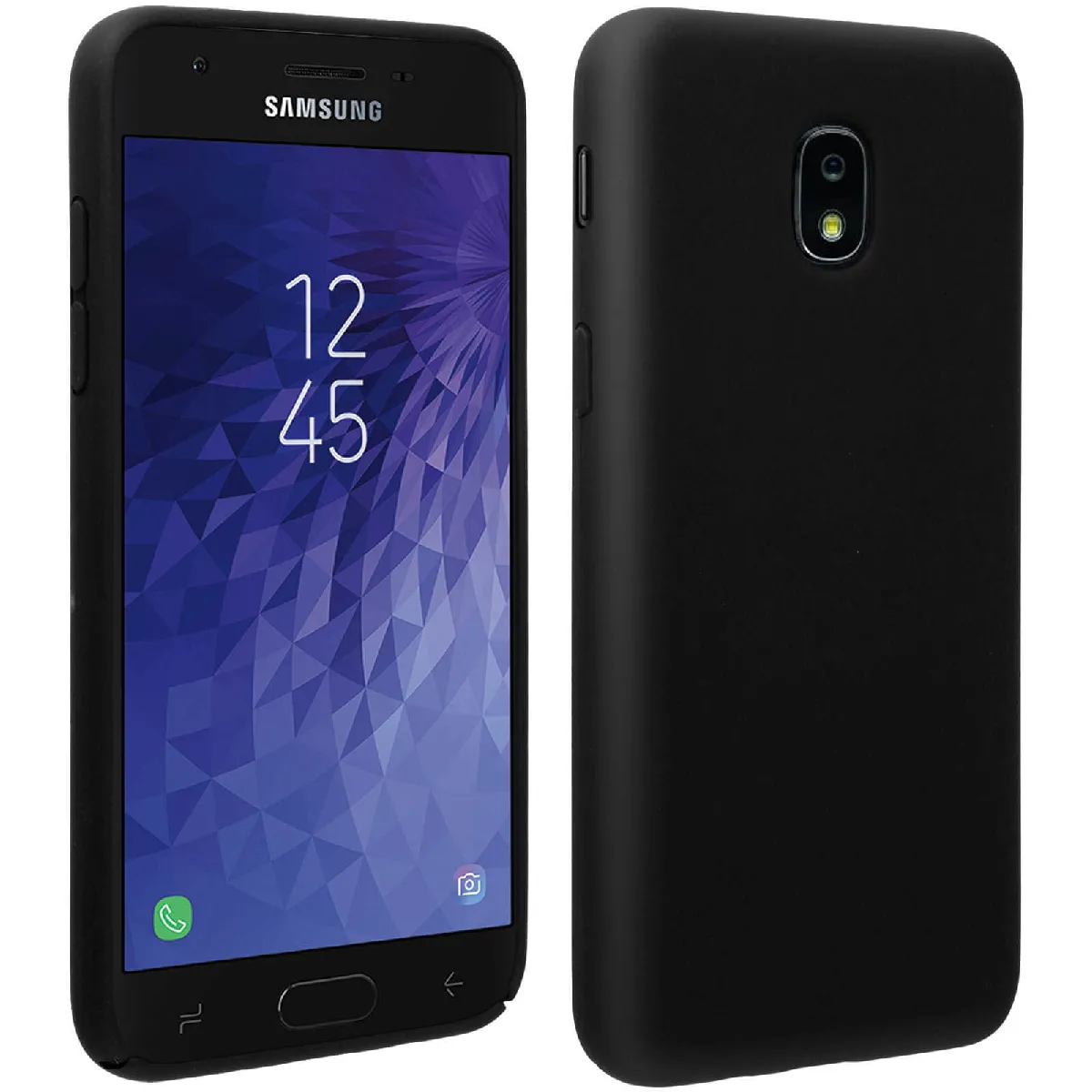 Avizar Noir Coque Samsung Galaxy J3 2018 Silicone Semi-Rigide Mat Finition Soft Touch