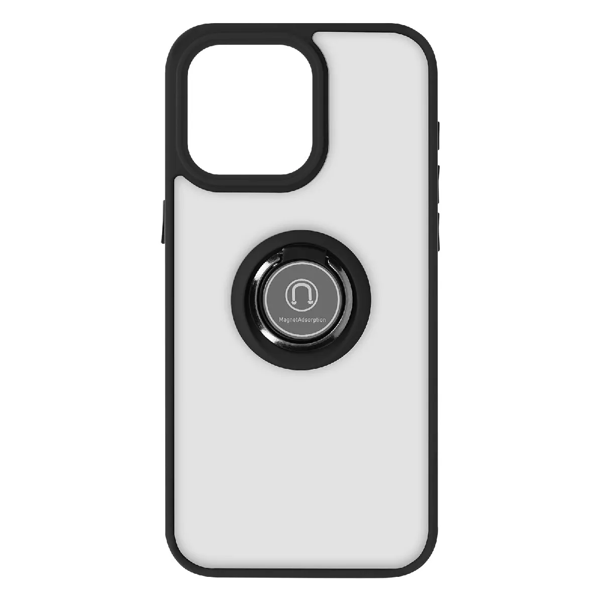 Avizar Noir Coque Pour Iphone 15 Pro Max Hybride Bague Métallique Support Vidéo Ringrip