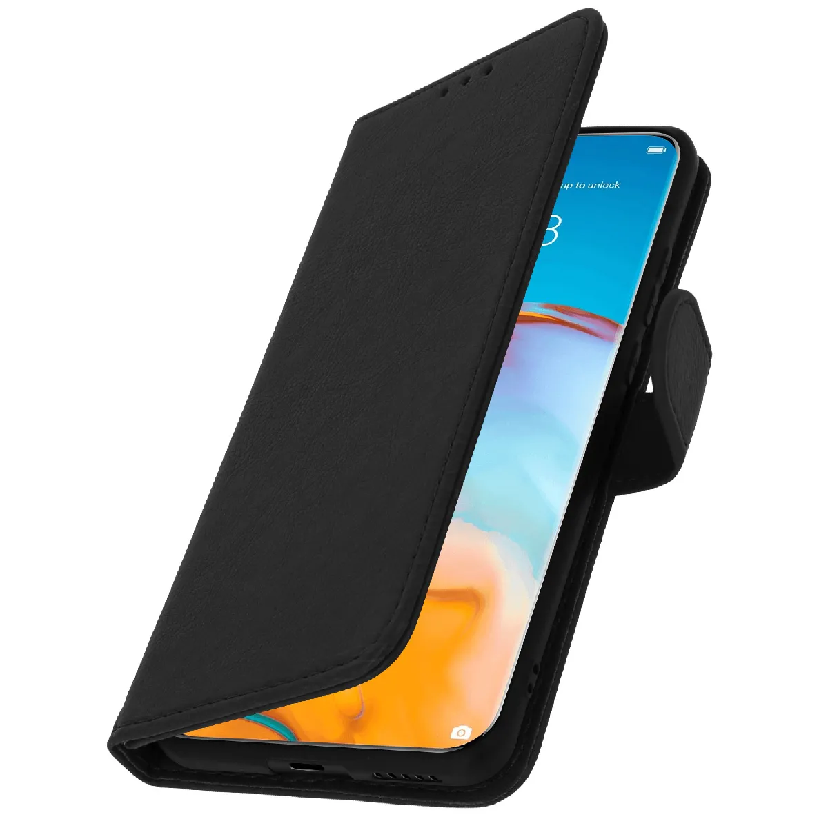 Avizar Noir Étui Pour Huawei P40 Pro Clapet Portefeuille Fonction Support Vidéo