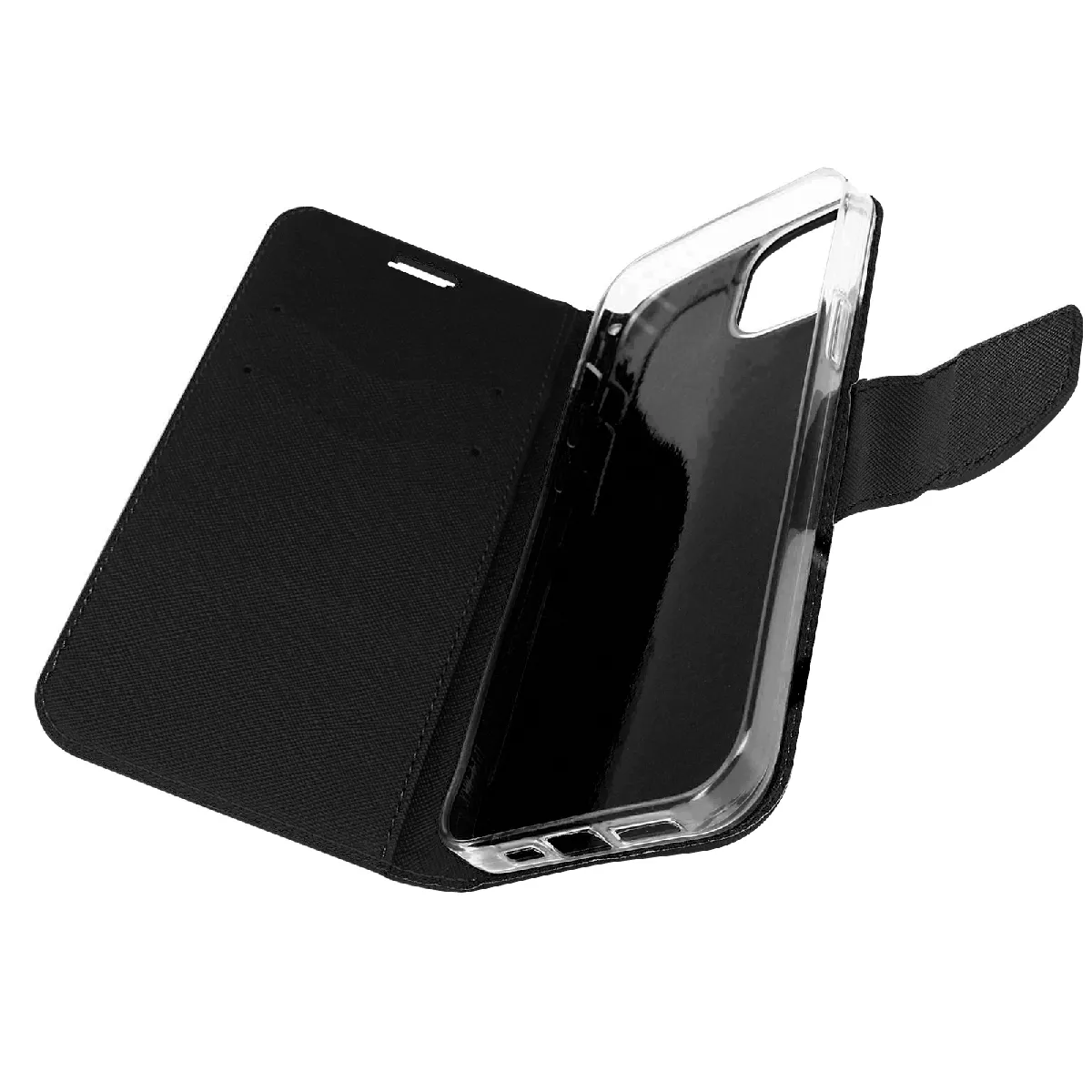 Avizar Noir Étui Pour Iphone 14 Portefeuille Porte Carte Support Vidéo Bicolore Et Or - Neuf - Image 3