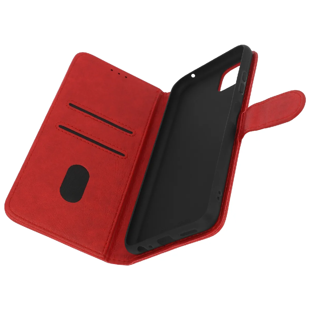 Avizar Rouge Étui Pour Samsung Galaxy A22 5G Protection Avec Porte-Carte Fonction Support