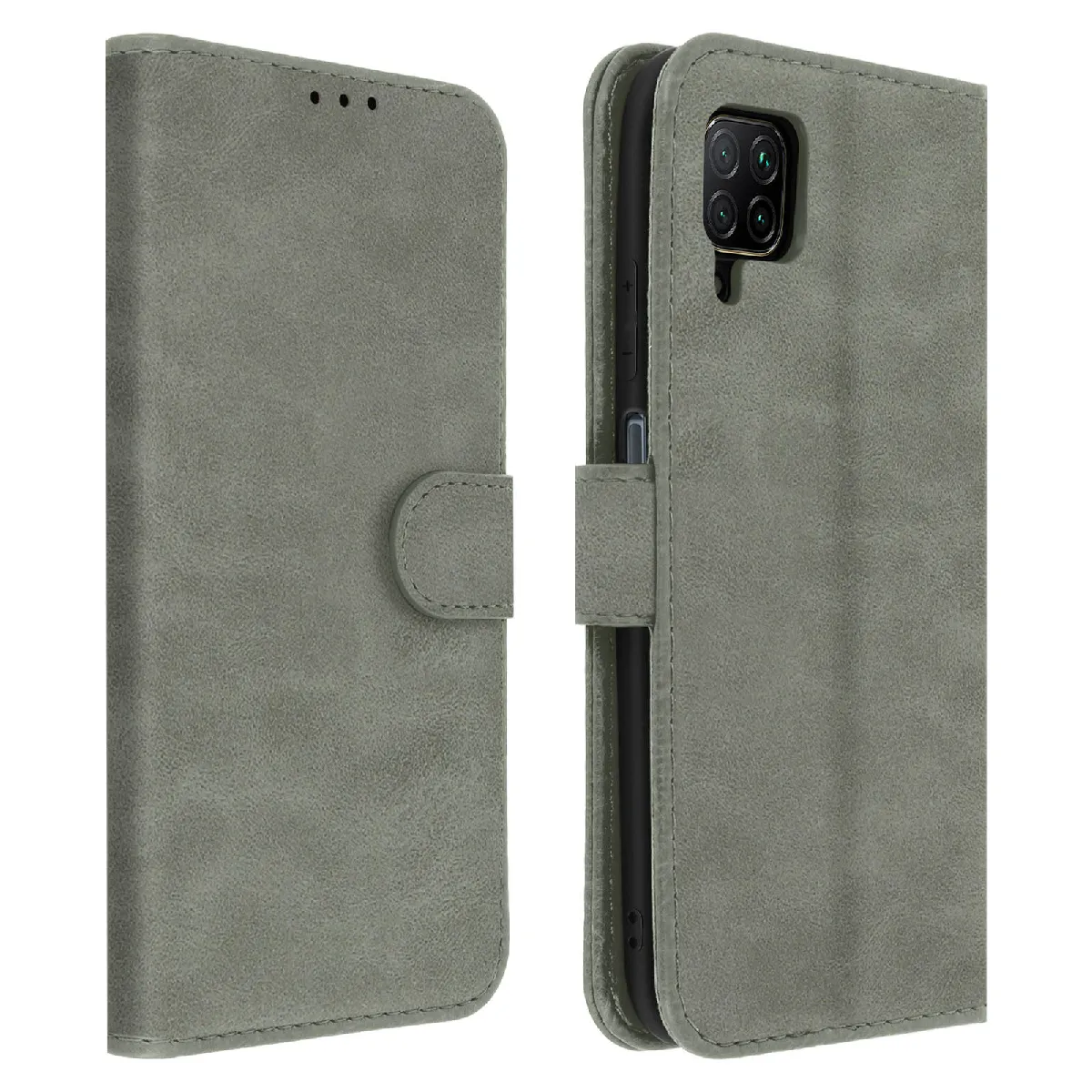 Avizar Gris Étui Pour Huawei P40 Lite Housse Intégrale Porte-Carte Fonction Support