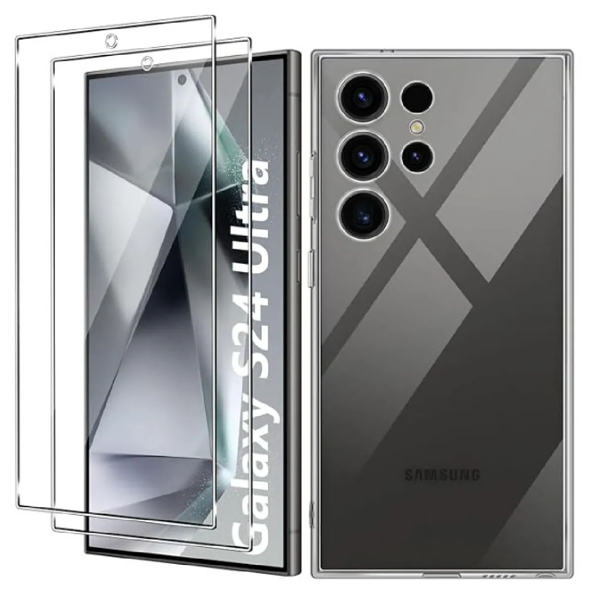Xeptio Coque Tpu Et Protection D'écran En Verre Trempé Pour Samsung Galaxy S24 Ultra 5G - Transparent