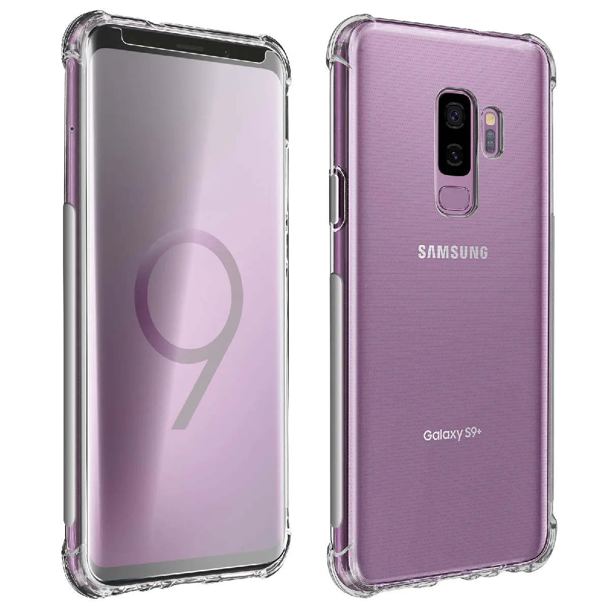 Avizar Pack Protection Galaxy S9 Plus Coque Souple + Film Verre Trempé 9H Transparent