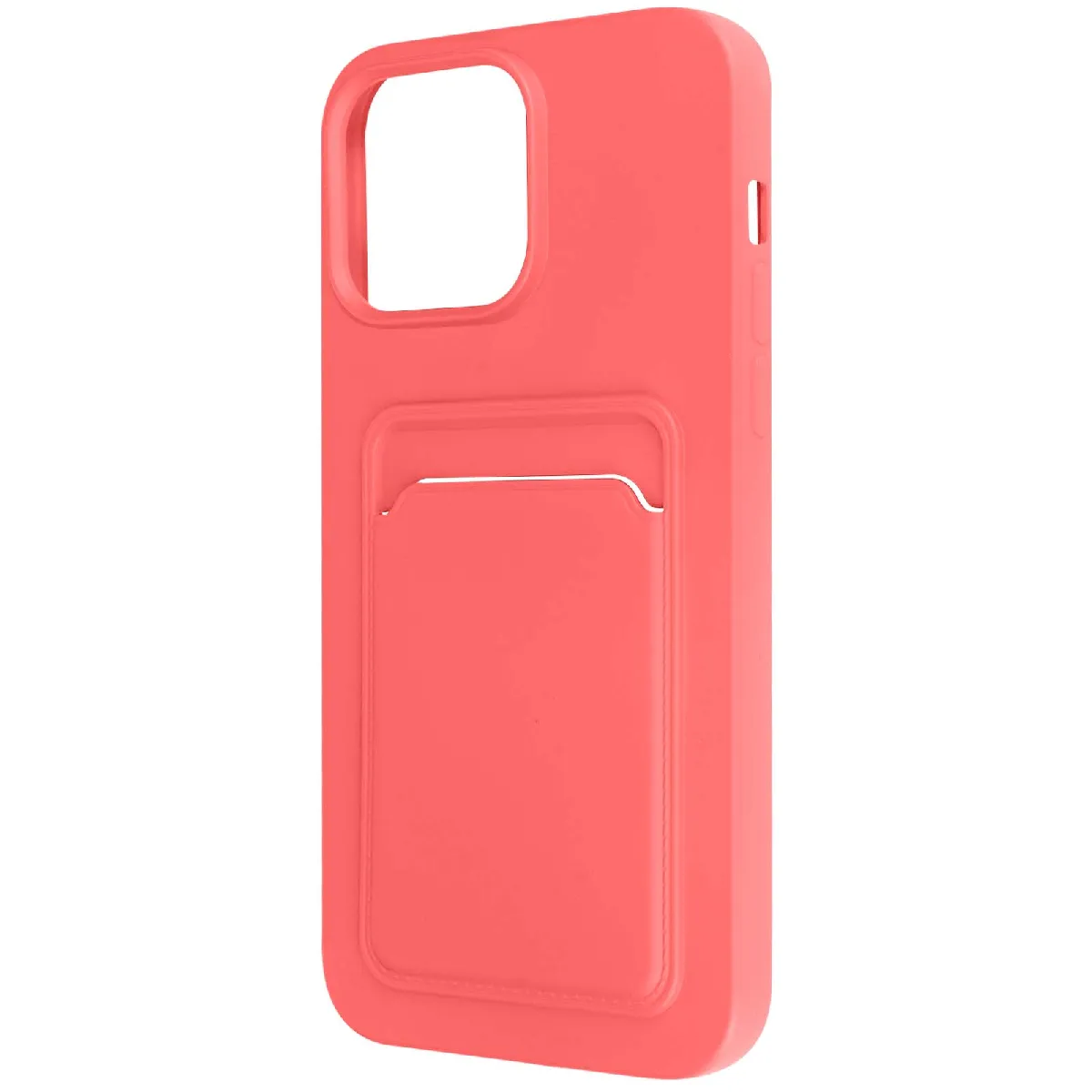 Avizar Coque Iphone 14 Pro Max Silicone Souple Porte-Carte Corail