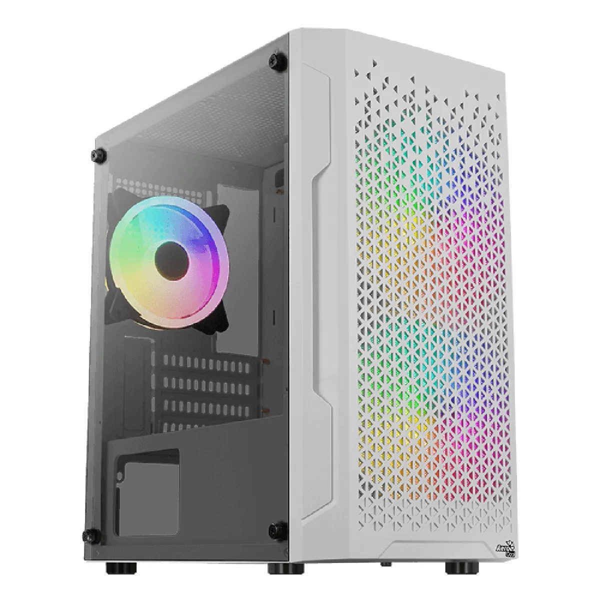 Aerocool Trinity Mini FRGB Micro ATX Tempered Glass White
