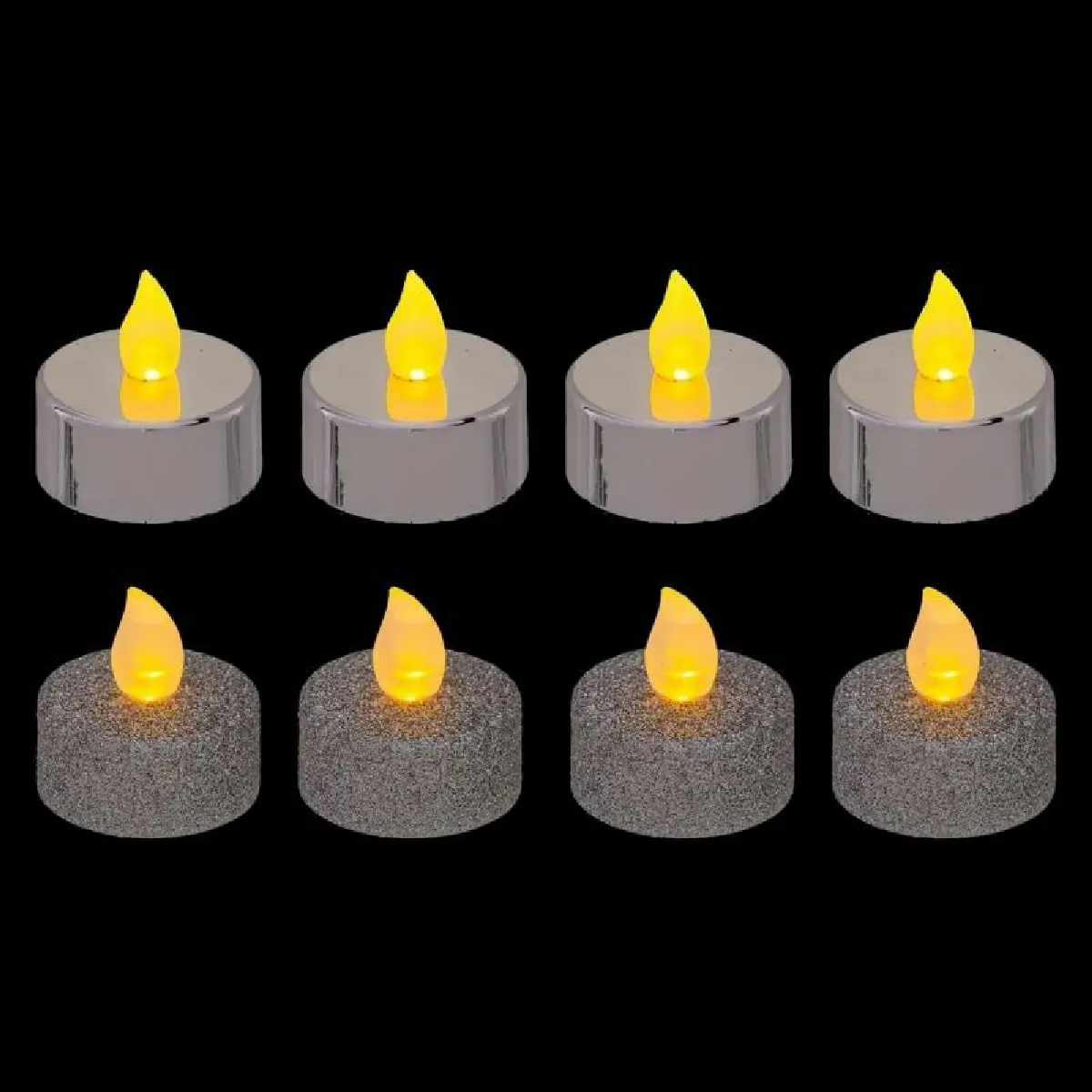 ATMOSPHERA - Lot de 8 Bougies LED - 4cm - Argent - Image 3