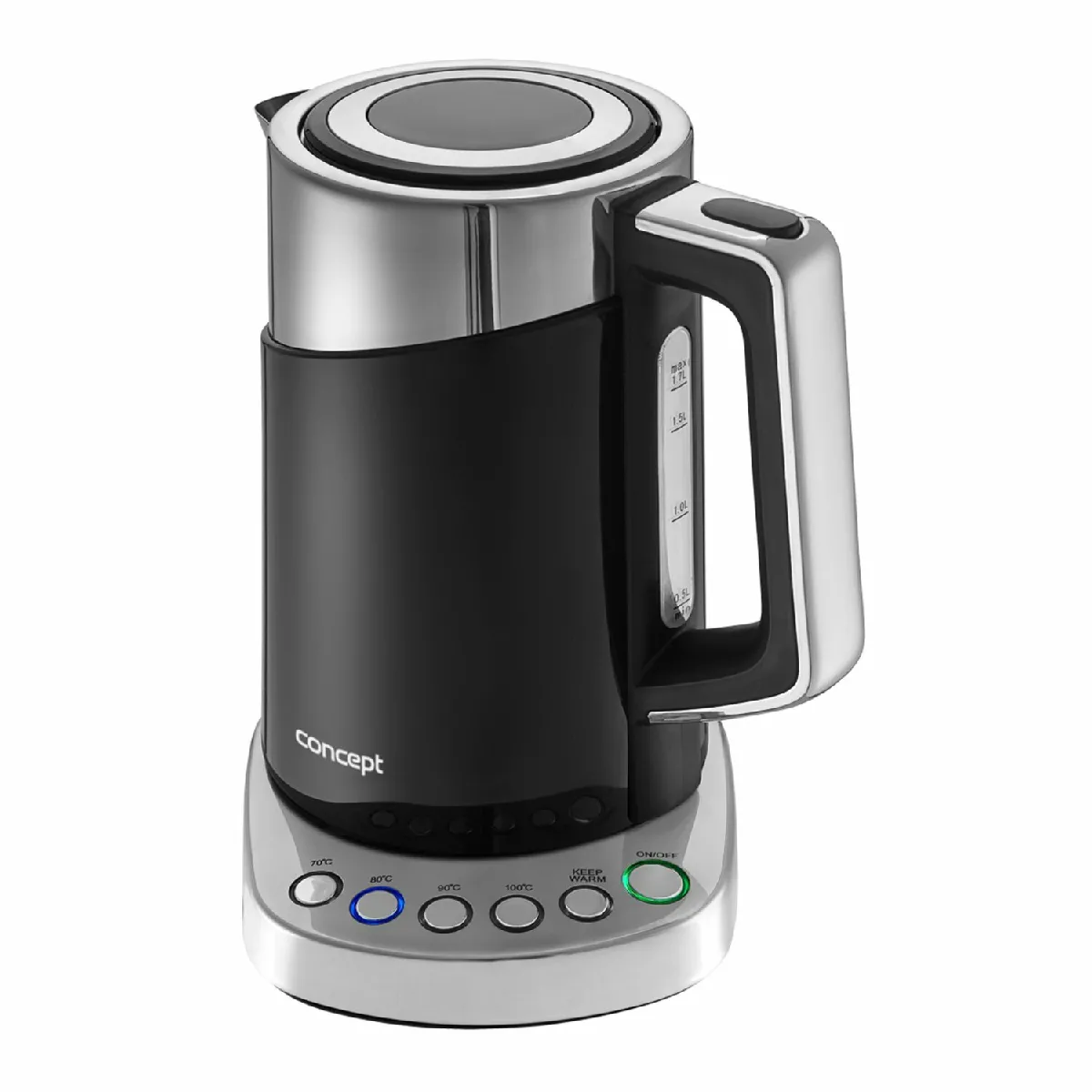 Non Communiqué Blanc Bouilloire Électrique De Thermorégulation 1,7L Concept Dw Noir Réglable Avec Sélecteur De Température Thé Café - Image 3