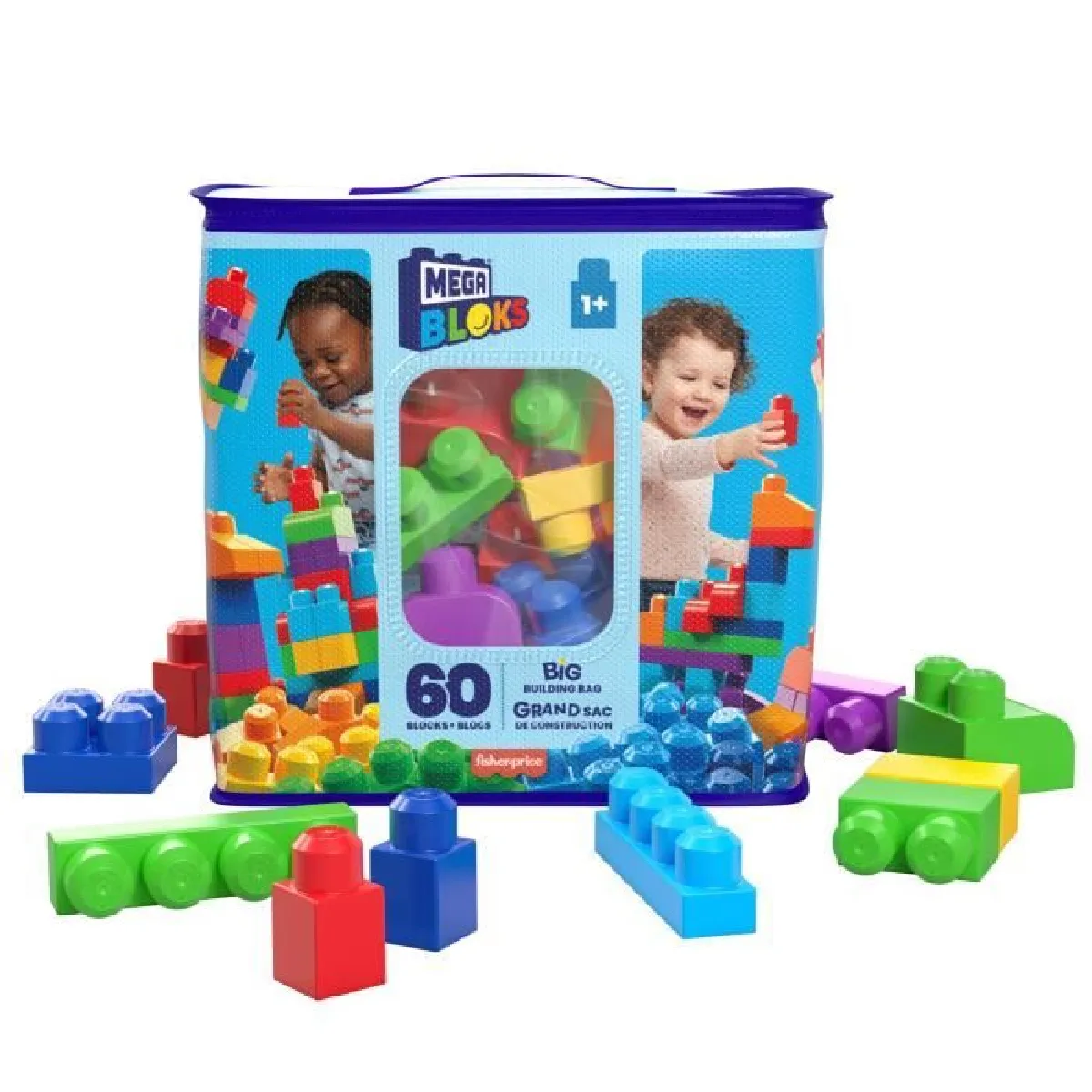 Mattel MEGA BLOKS Sac Medium Bleu 60 Blocs - vue 7