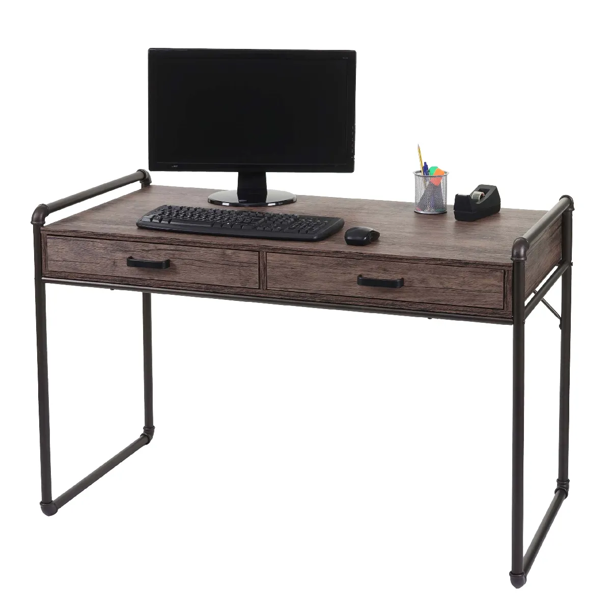 Mendler Bureau 2 Tiroirs - Chêne