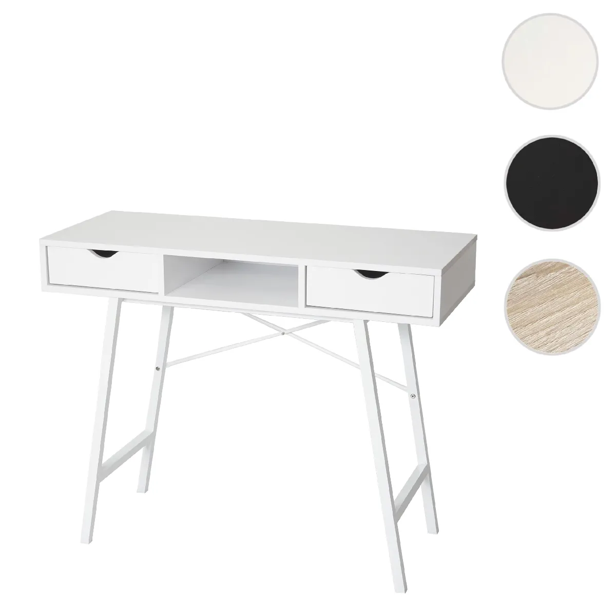 Mendler Blanc Bureau D'appoint Avec Tiroirs