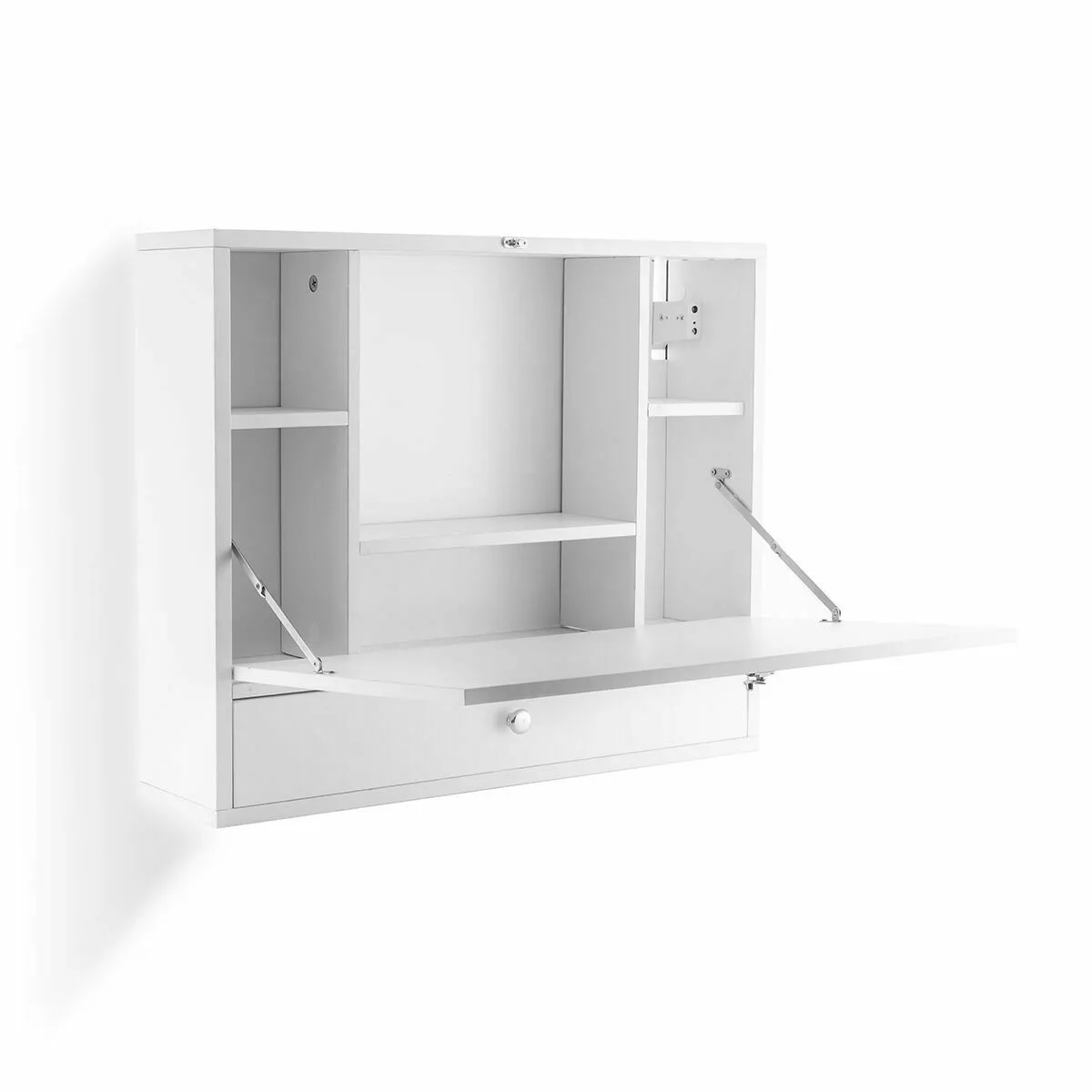 Bureau Mural Rabattable Woldy - Ardoise Et Panneau Liège - 80x50cm - Blanc - InnovaGoods