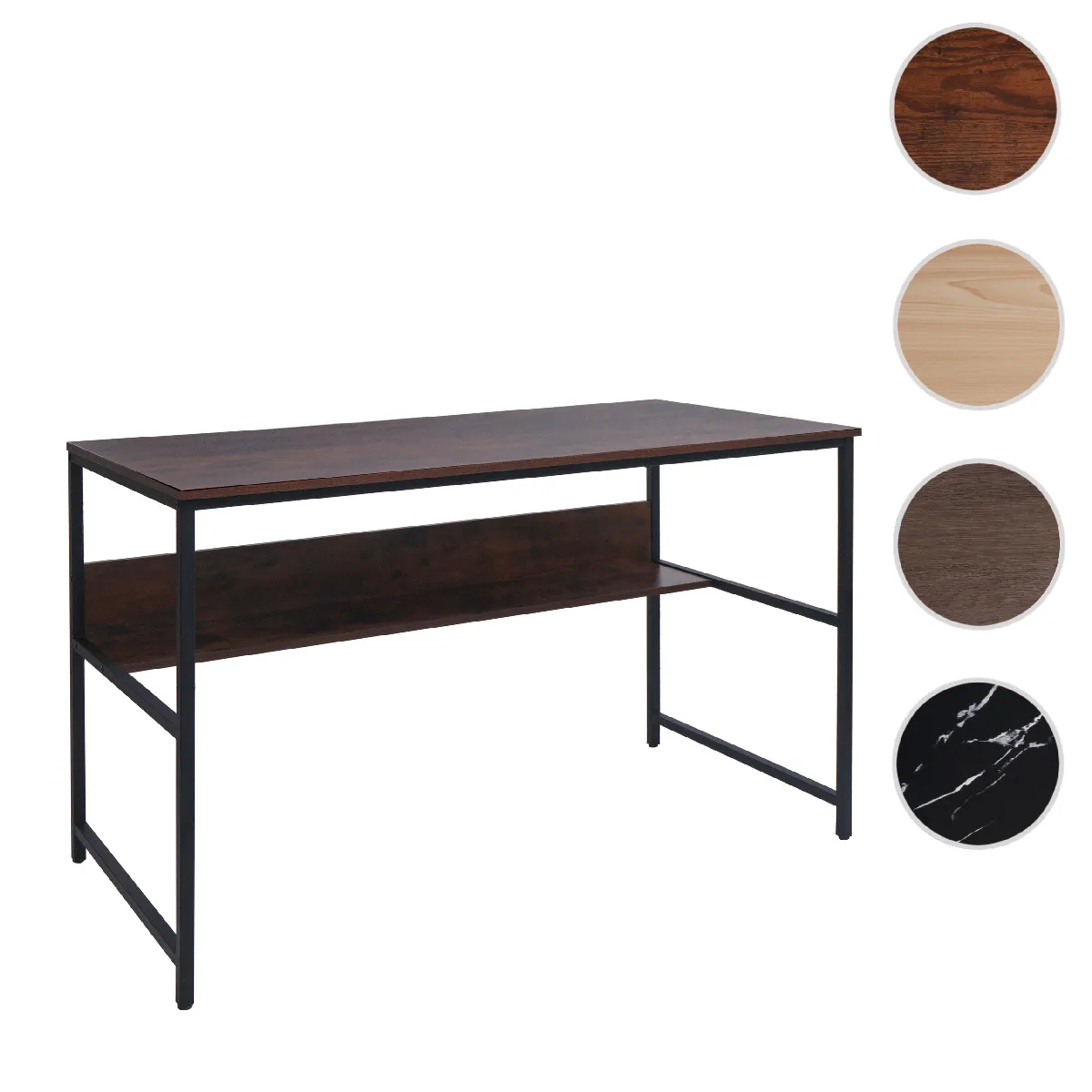 Mendler Bureau En Métal - Brun